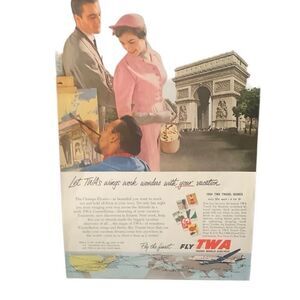 Vintage 1954 TWA Wings Work Wonders Ad Advertisement